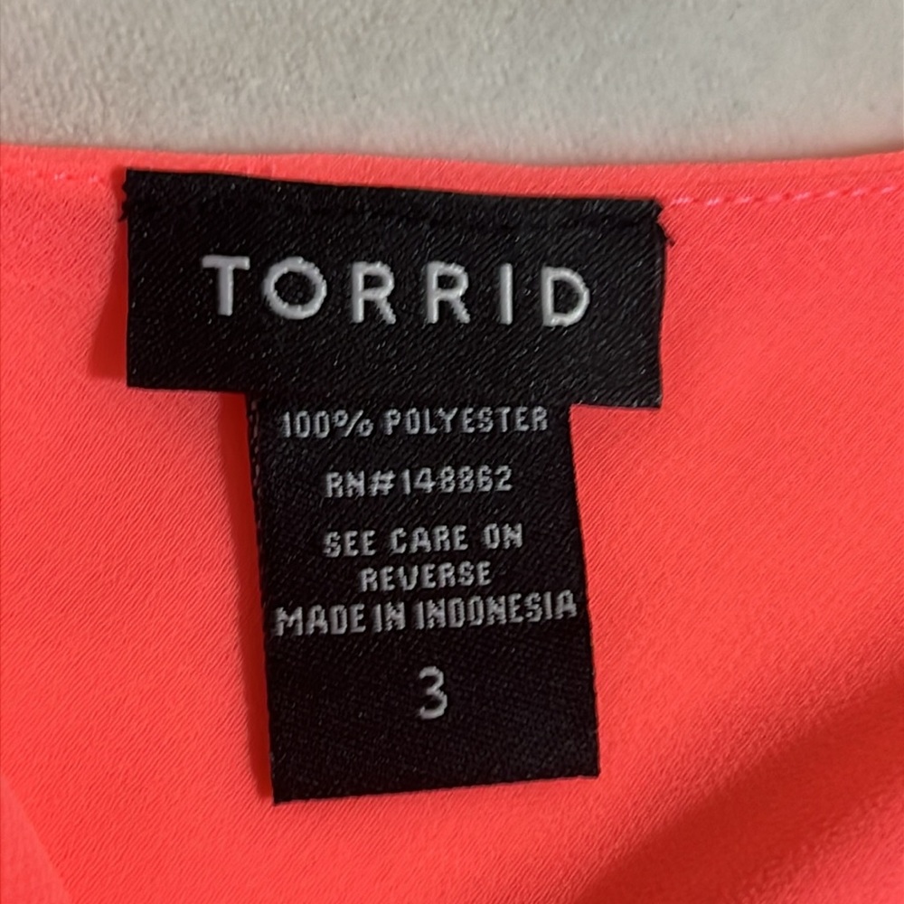 NWOT Torrid size 3 neon coral Sophie chiffon double layer cami - Picture 6 of 6